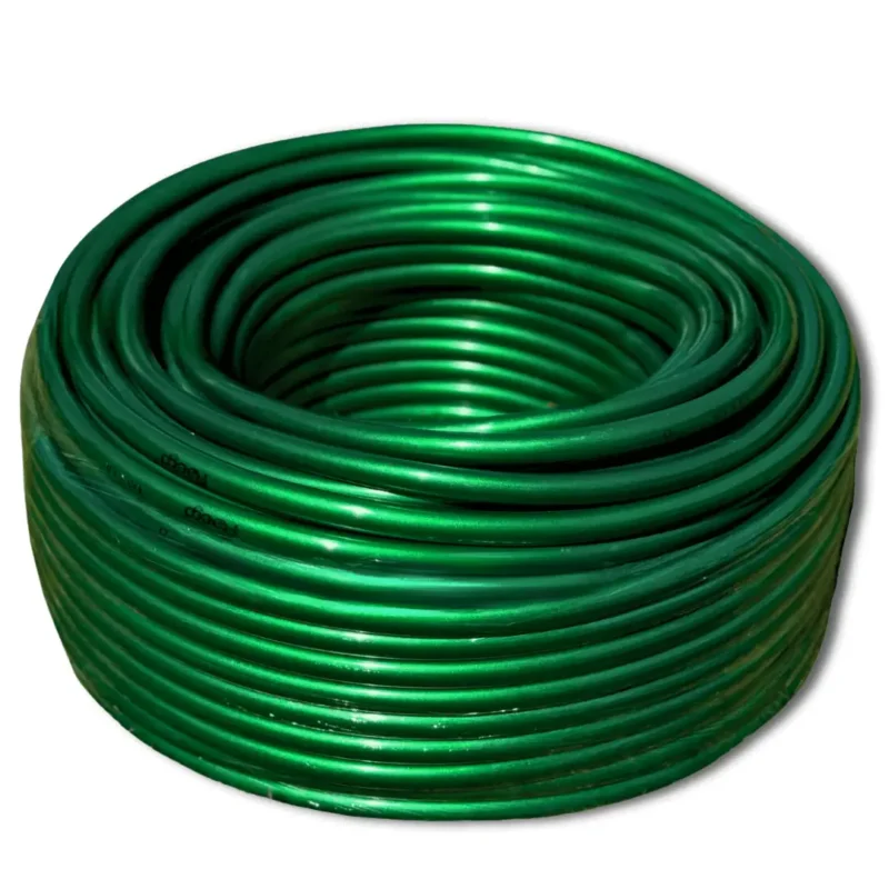 Vista isométrica da mangueira para jardim sustentável EcoPérola Verde Palmeira.